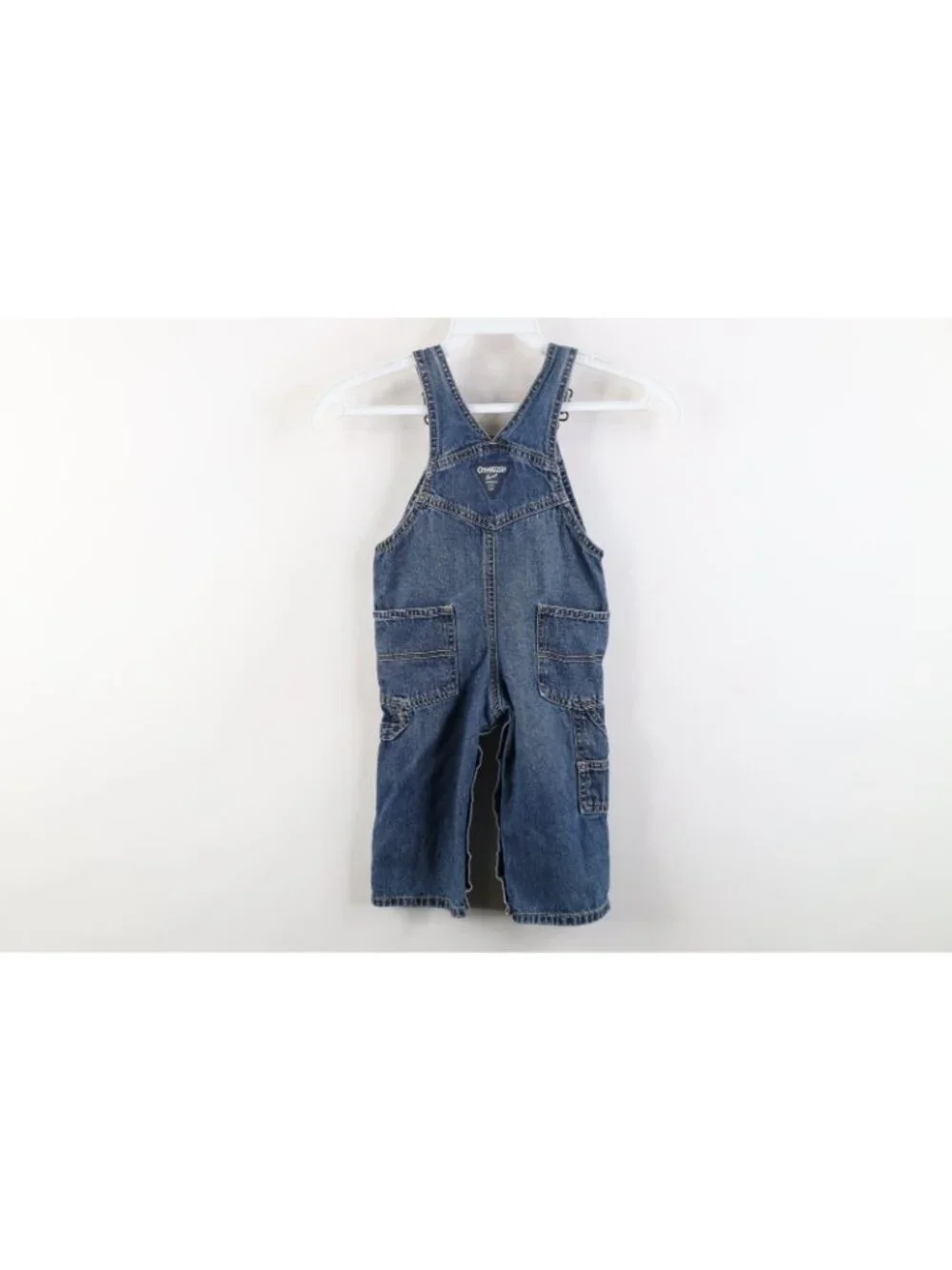 Vintage 90s Y2K OshKosh B'Gosh Boys Girls 12M Faded Denim Jean Overalls Bibs